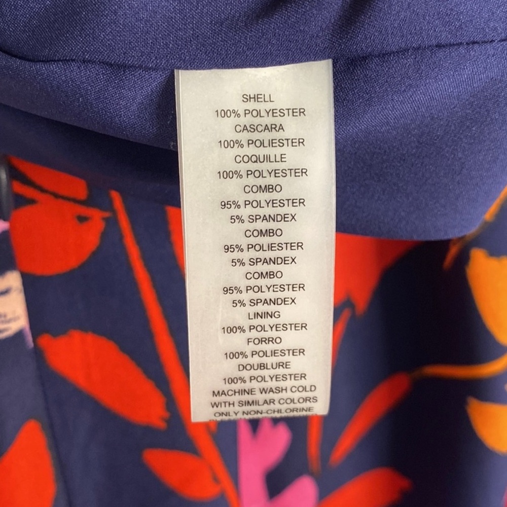 NWT Vince Camuto Navy Floral Maxi Halter Dress With Scarf - Size: 6 - Picture 7 of 11